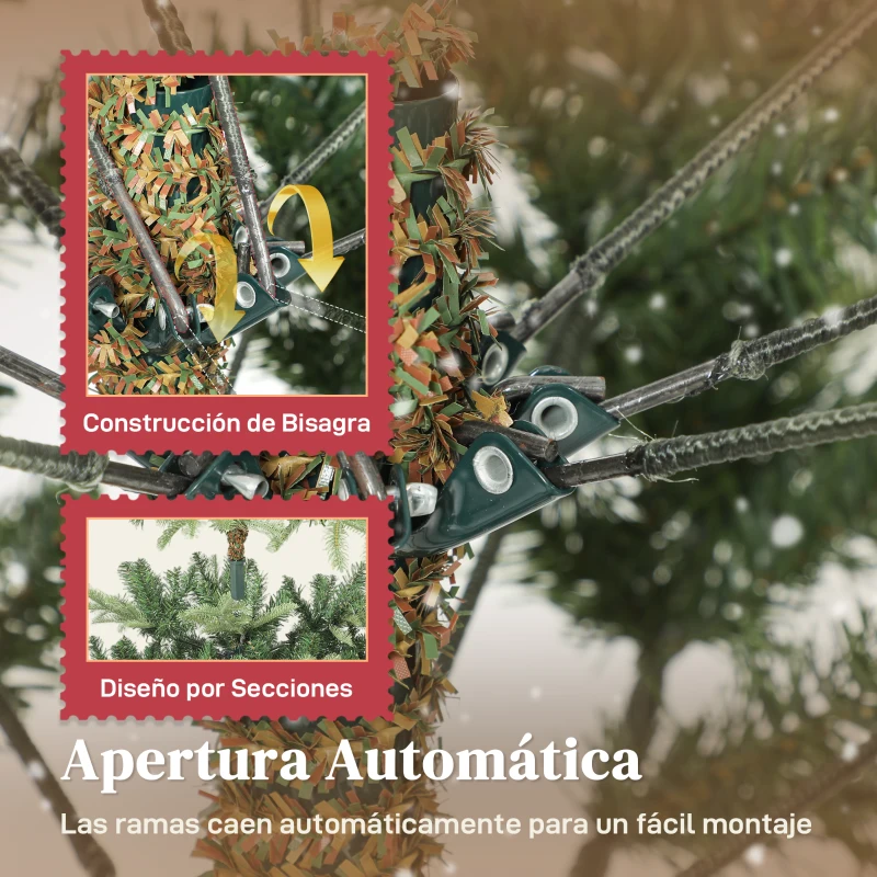 HOMCOM Árbol de Navidad Artificial 210 cm con 1123 Ramas y Soporte Metálico Plegable Fácil Montaje para Salón Interior Verde