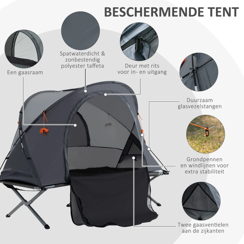 Outsunny Campingbedjes Hoge Verhoogd Luchtbed voor 1 Persoon grijs