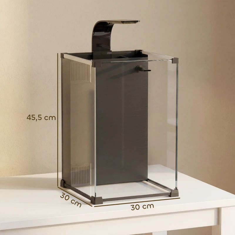 PawHut 36L Nano Akwarium z Oświetleniem LED i Filtracją 30 x 30 x 45,5 cm Czarny