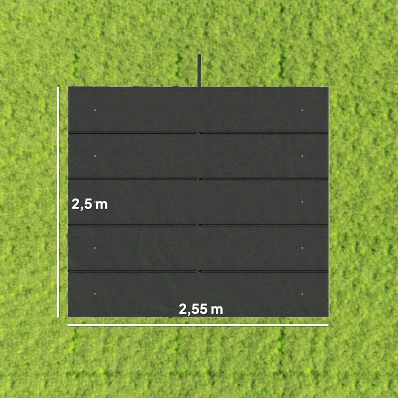 Outsunny Vervangend zeil voor 3x3m paviljoens, met waterafvoergaten, 2,50 x 2,55 m, Donkergrijs