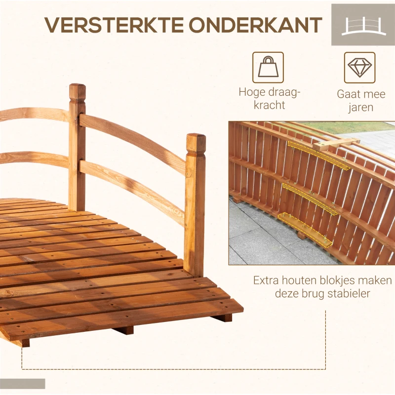Outsunny houten tuinbrug 185 x 72 x 58 cm