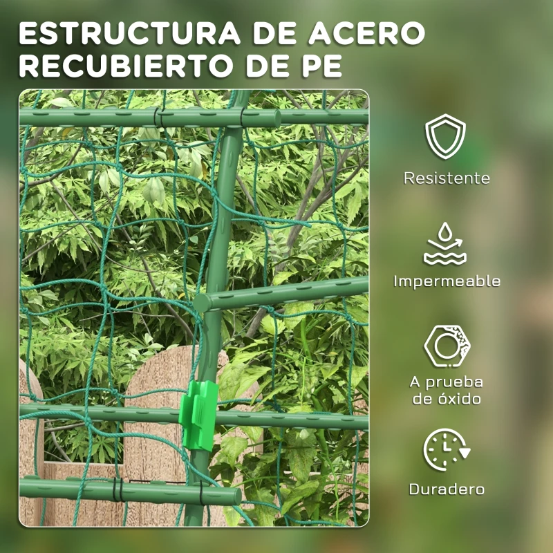 Outsunny Enrejado de Pepino 206 cm Enrejado de Jardín de Arco para Plantas Trepadoras al Aire Libre con Marco de Acero Verde