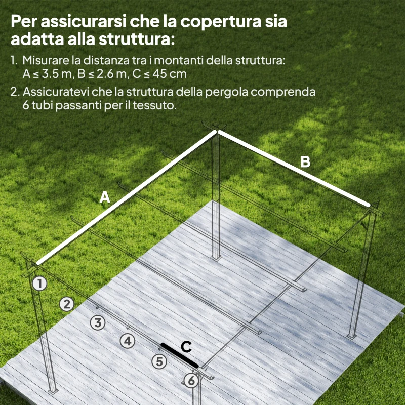 Outsunny Tettuccio di Ricambio per Gazebo 4x3 m con 10 Fori di Drenaggio, Grigio Chiaro