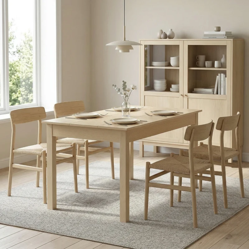 HOMCOM Mesa de sala de jantar design moderno bicolor com grande tampo 4-6 pessoas em madeira dim. 119L x 70l x 75H cm