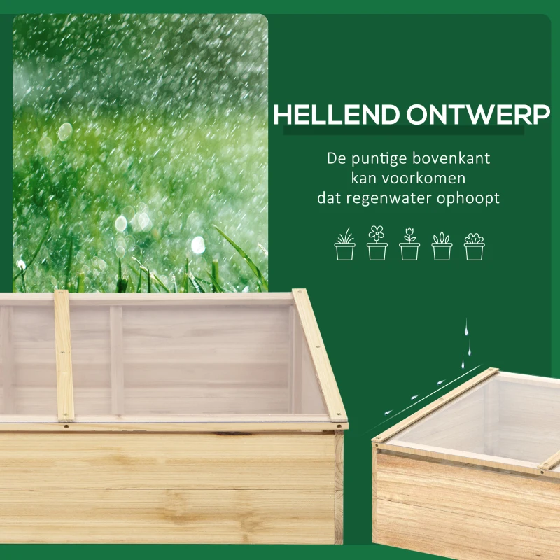 Outsunny Kas hout koude kas koude box kweekkas plantenbak voor balkon