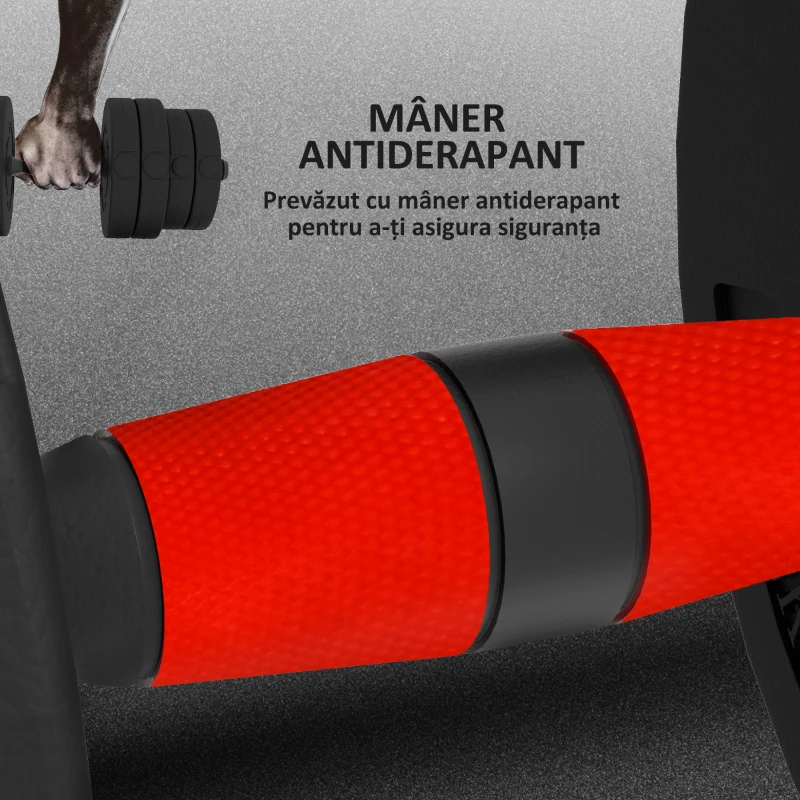 HOMCOM Set 2 Gantere Antiderapante cu 16 Discuri de Greutăți, Greutate Totală 30 kg, și Conector, din Oțel, HDPE și Nisip, Negru