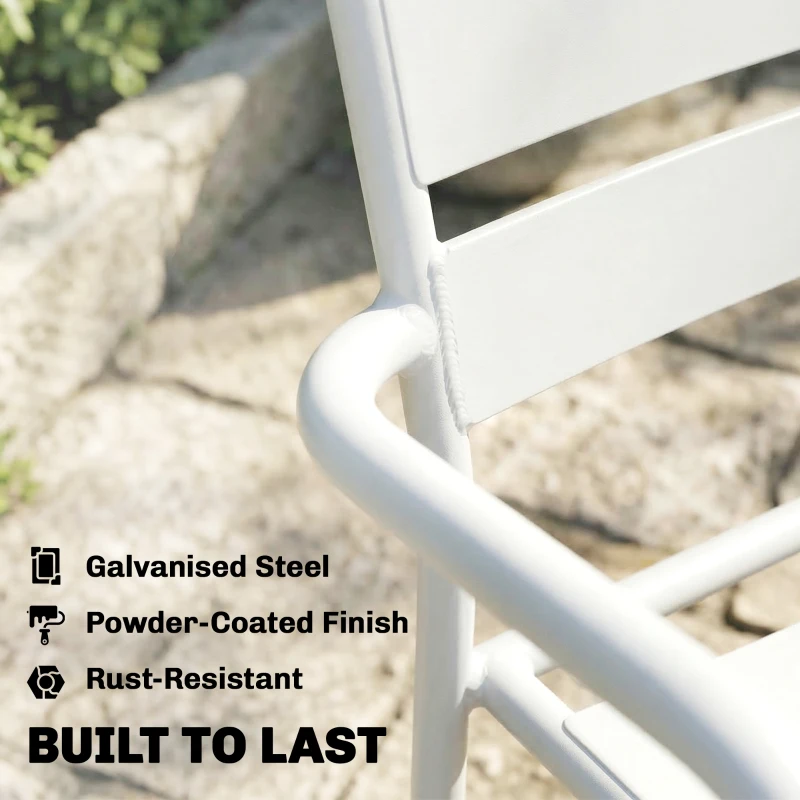 Outsunny Zestaw bistro 3-częściowy metalowy zestaw mebli ogrodowych z 2 krzesłami, stołem, design lamelowy, odporny na rdzę