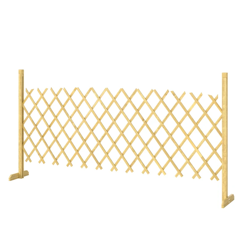 Outsunny Barreira Extensível em Madeira de Abeto 180 cm, Base Estável, para Interior Exterior Varanda Jardim, 180x30x90cm, Natural