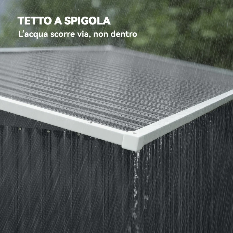 Outsunny Casetta da Giardino in Acciaio con 3 Porte Bloccabili, 234x132x185 cm, Grigio Scuro