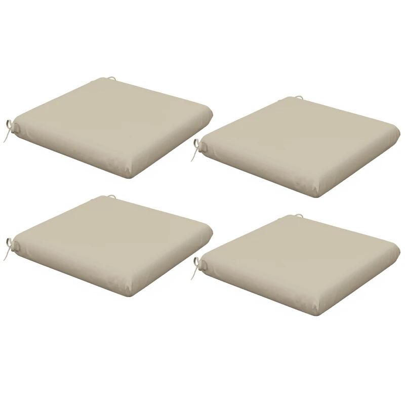 Outsunny Lot de 4 coussins de chaise, galettes de chaise 47 x 47 cm, rembourrage épais, résistant à la décoloration, beige