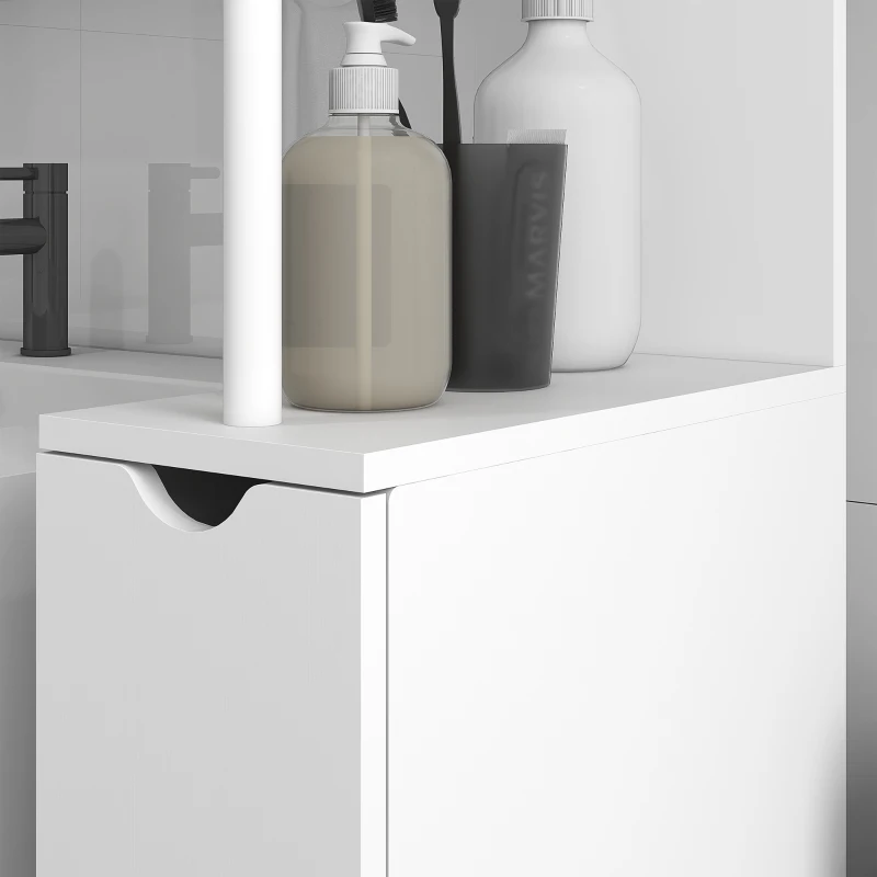 HOMCOM Colonna Bagno con Armadietto, Ripiani e Cassetti, in Legno, 15x33x136.8 cm, Bianco