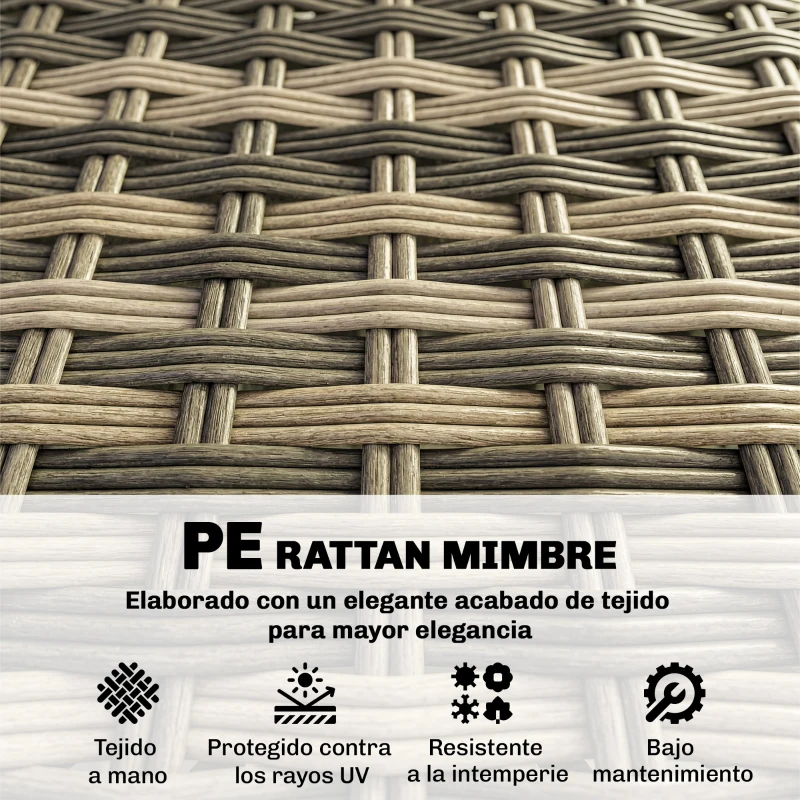 Outsunny Conjunto de Jardín Exterior de Ratán 5 Piezas con Cojines 2 Sillones de Esquina Sillón sin Brazos Reposapiés y Mesa