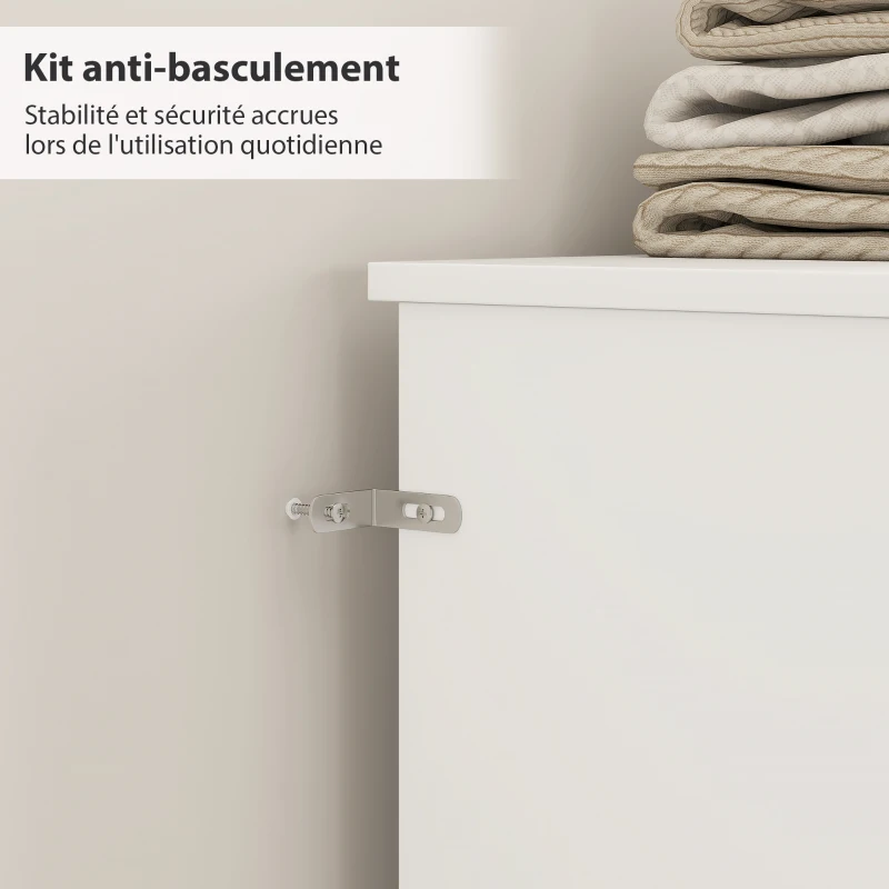 HOMCOM Tête de lit sur pied avec rangements, accessoire de lit 4 compartiments ouverts, 140 x 19 x 103,5 cm, blanc