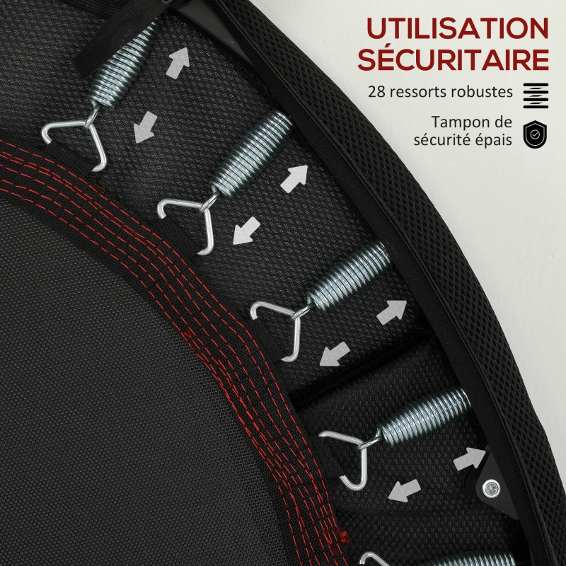 SPORTNOW Trampoline de fitness, Ø 102 cm, trampoline d'exercice, pieds antidérapants, cadre en acier, capacité de 100 kg, rouge