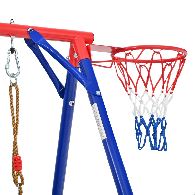 Parque infantil exterior 5 en 1, trampolín con red de seguridad y cremallera, para niños de 3–8 años, 336x217x198 cm, Multicolor