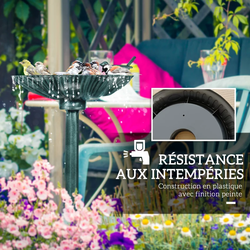 Outsunny Bain d'oiseaux abreuvoir antique 81 cm avec base de jardinière, mangeoire et bassin à oiseaux sur pied, bronze vert