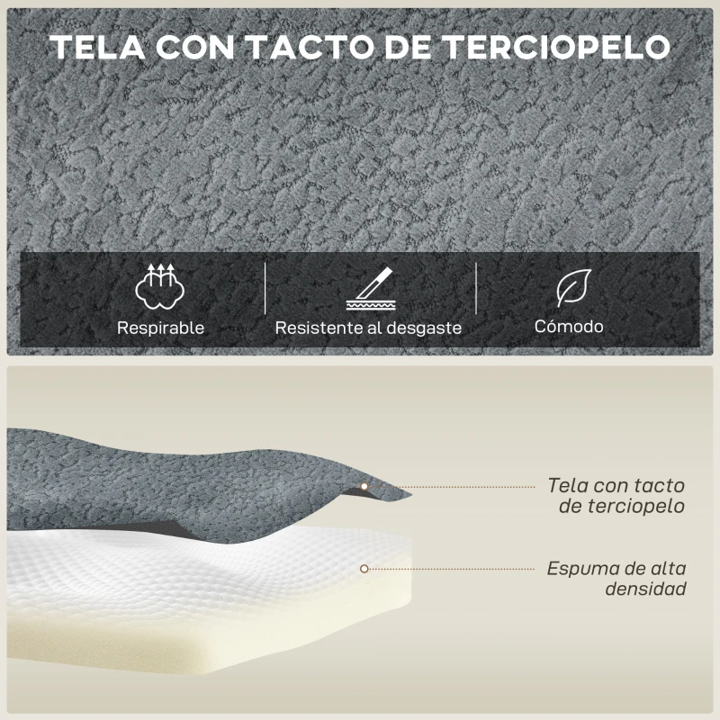 HOMCOM Sofá Seccional en Forma de U Sofá Modular con 2 Taburetes 2 Almohadas Reposabrazos Anchos sin Montaje Gris