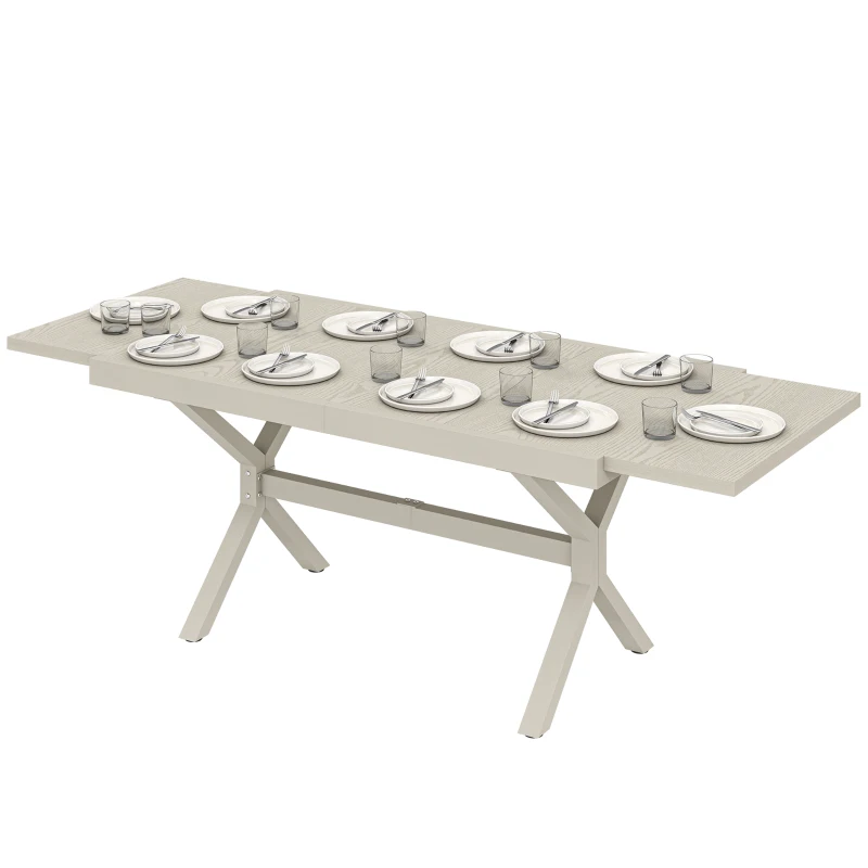 Outsunny Mesa de Comedor Exterior Extensible 154/214 cm para 8-10 Personas de Aluminio Acero con Tapa Imitación Madera Gris