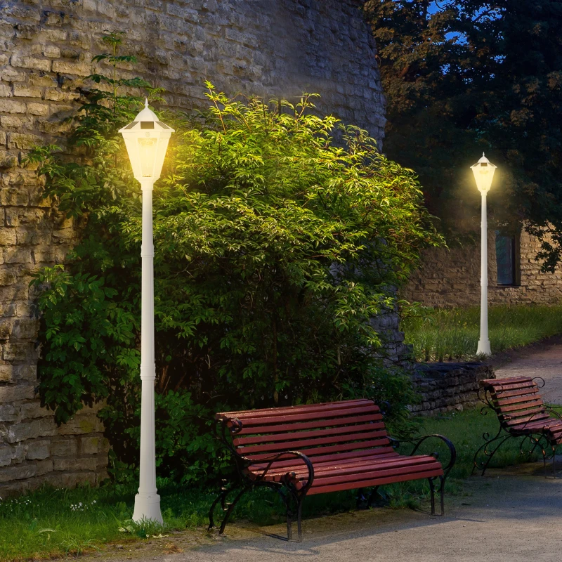 Outsunny Luminaire solaire extérieur lampe de jardin lampadaire classique LED en aluminium étanche ;uminosité réglable