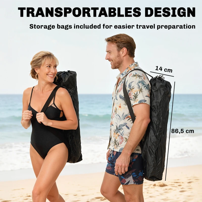 Outsunny 2er Set Campingstuhl faltbar Angelstuhl mit abnehmbar Fußstütze Getränkehalter belastbar 120 kg Schwarz