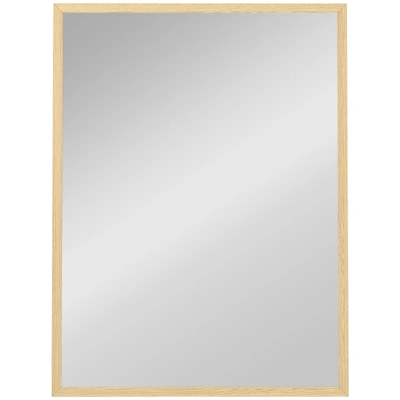 HOMCOM Miroir mural rectangulaire 80 x 60 cm, cadre en bois naturel, idéal pour la salle de bain, salon ou chambre