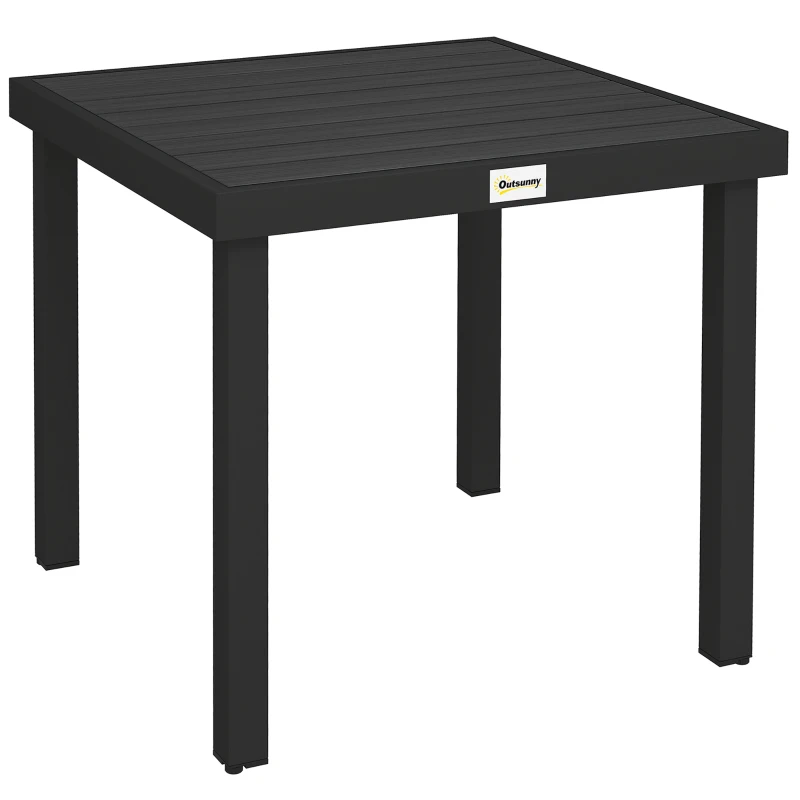 Outsunny Table à manger de jardin pour 4 personnes, en aluminium, 78 x 78 x 74 cm, noir