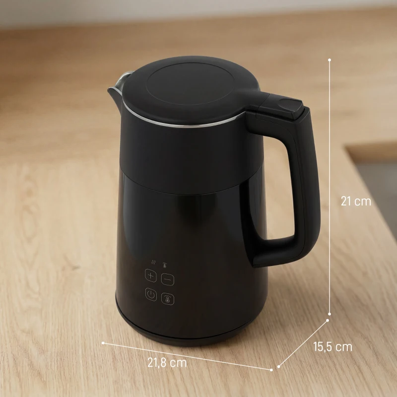 HOMCOM Chaleira Elétrica, 1,7L, Rápida, 3000W, com Display LED, Função Manter Quente, Proteção contra Funcionamento a Seco, sem PTFE