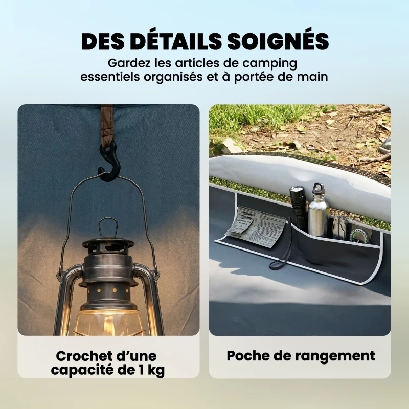 Outsunny Tente de Camping Facile à Monter 2-4 Personnes avec 3 Portes, Imperméable, Compatible avec SUV, Bleu Foncé