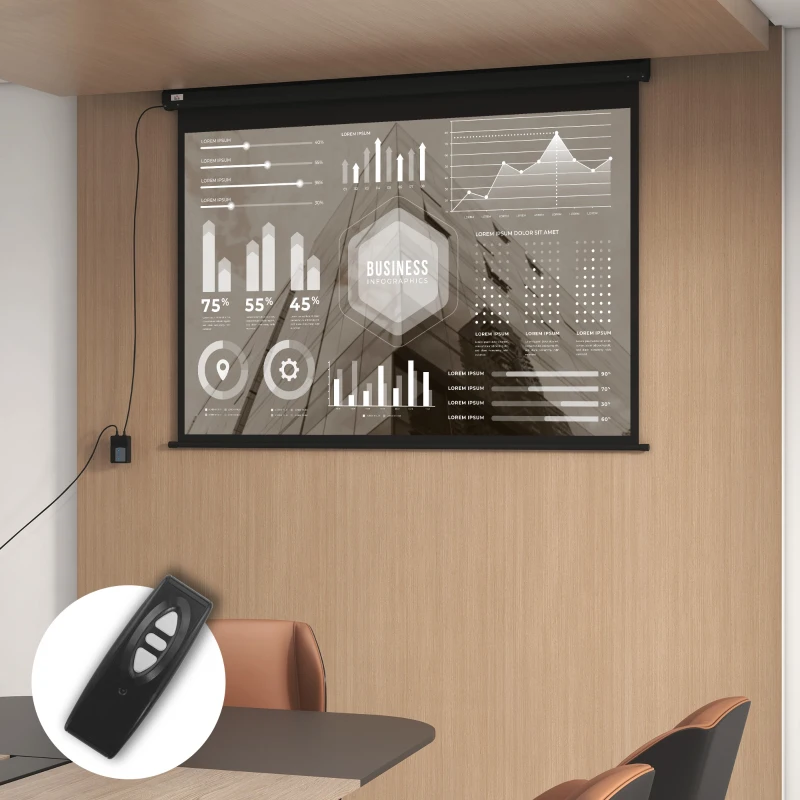 HOMCOM Écran vidéoprojecteur motorisé et électrique 84 Pouces, 4:3 4K HD, panneau de commande et télécommande