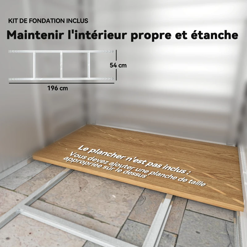 Outsunny Abri de jardin 2,36 m², cabane de jardin exterieur en acier galvanisé facile à monter, 213x120x194cm chêne(m-7)