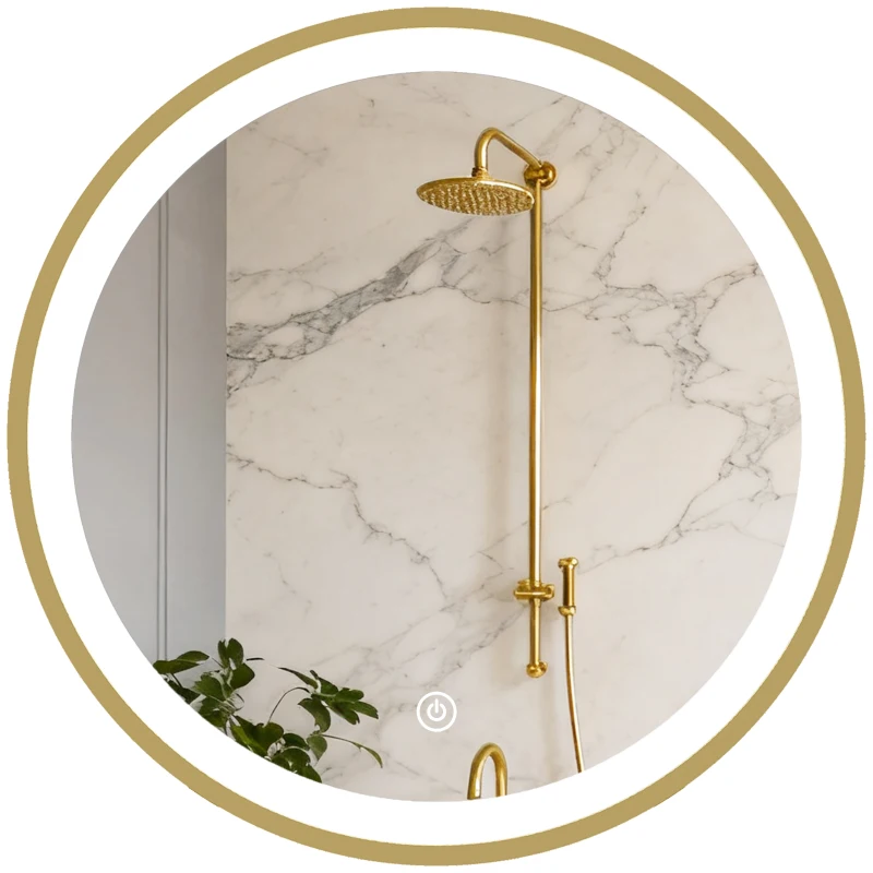 HOMCOM Espelho de banheiro com iluminação LED redondo 40 cm, espelho de parede iluminado com 3 temperaturas de cor, com brilho regulável, dourado