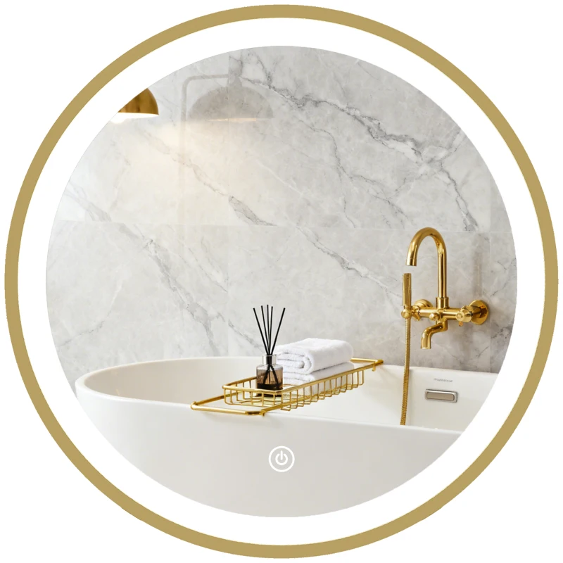 HOMCOM Espelho de banheiro com iluminação LED redondo 40 cm, espelho de parede iluminado com 3 temperaturas de cor, com brilho regulável, dourado