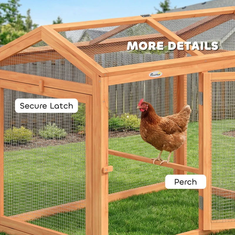 PawHut Gallinero Recinto exterior con barra para posarse y doble puerta, de madera y metal, para 2 gallinas, 104 x 70,5 x 84 cm Naranja