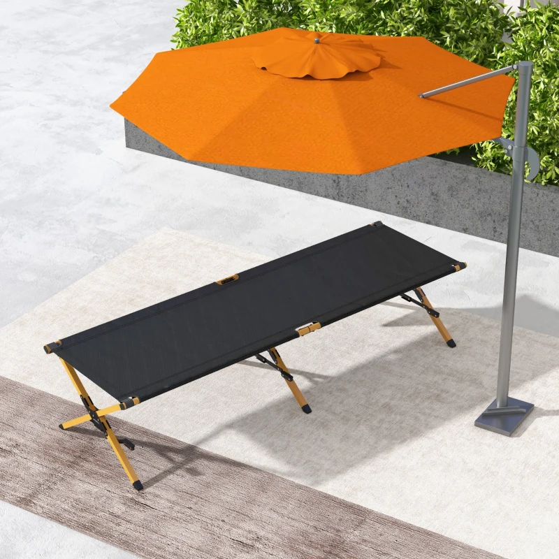 Outsunny Bain de soleil chaise longue pliable en aluminium avec pochette latérale - tissu Oxford pour plage, camping, jardin