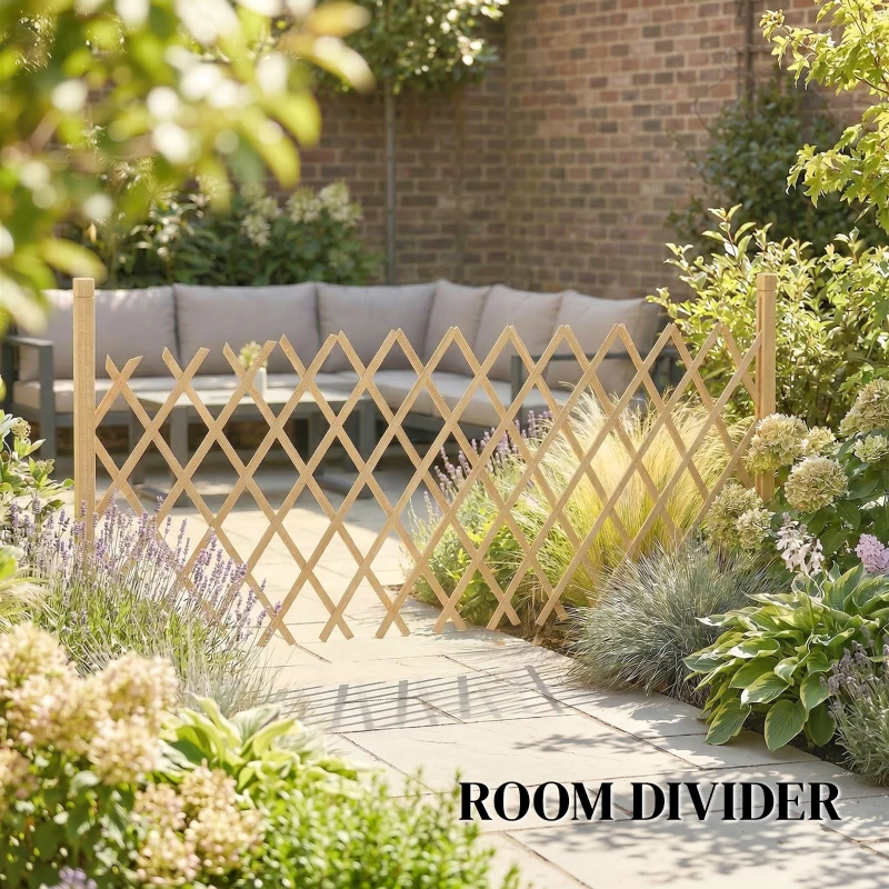 Outsunny Barrera extensible de madera de abeto 180 cm, base estable, para interior exterior balcón jardín, 180x30x90cm, natural