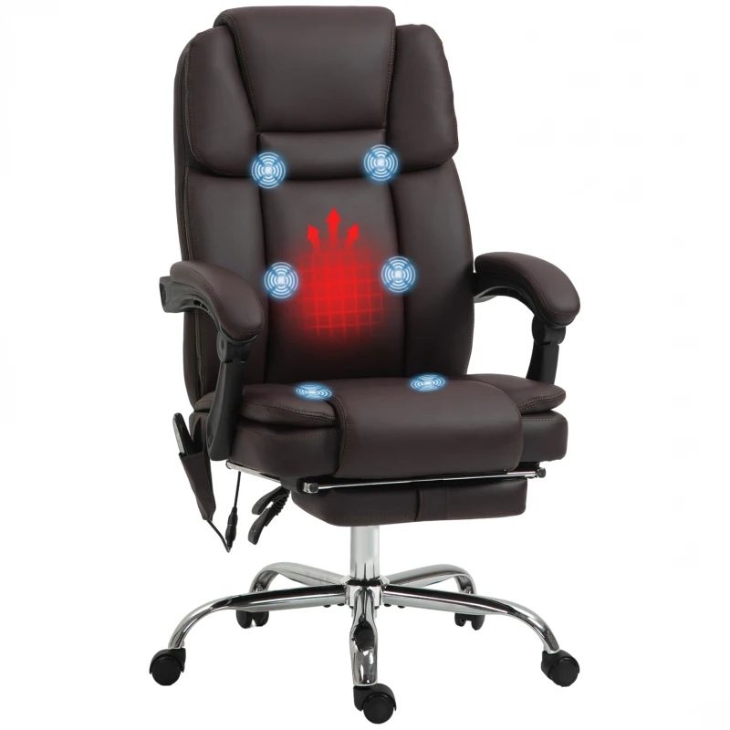 Vinsetto Six Point Vibrating Massage Office Chair - Dark Brown
