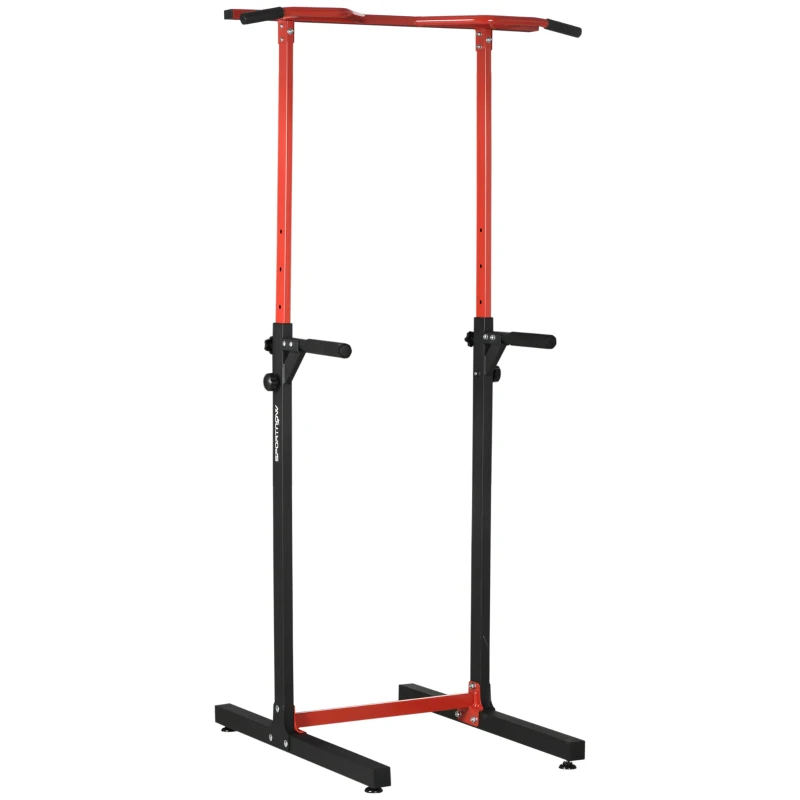 SPORTNOW Station de musculation multifonction avec barre de traction hauteur réglable sur 6 positions noir et rouge