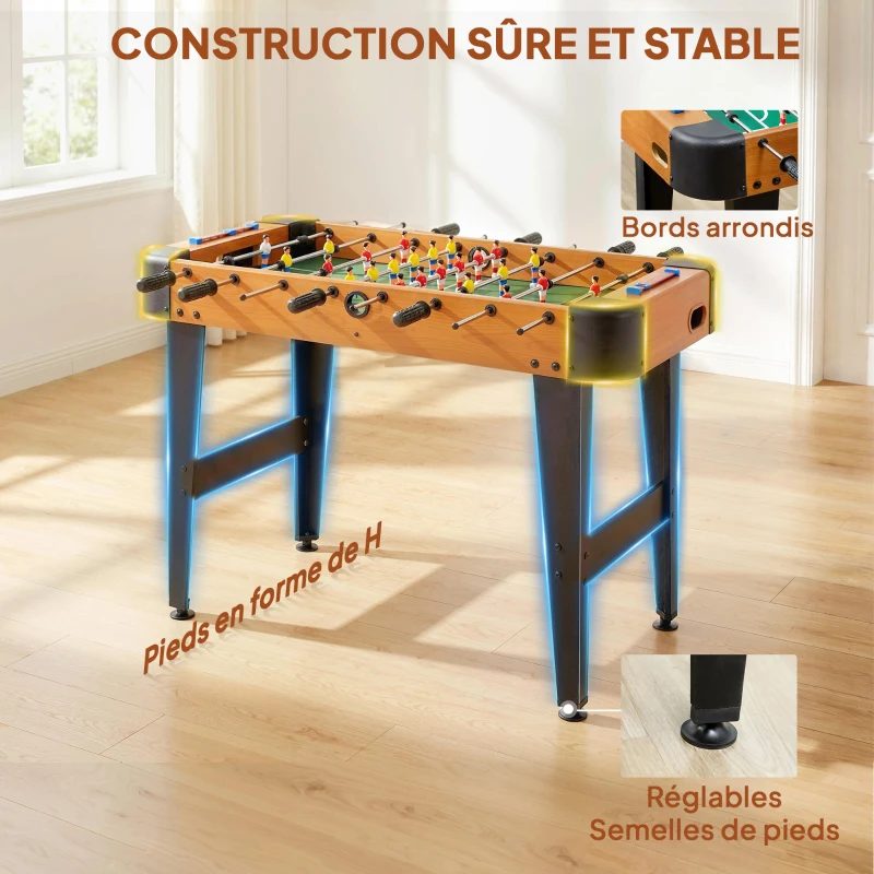 SPORTNOW Baby-foot 92 cm, 22 joueurs, 2 balles, compteurs manuels, poignées antidérapantes, marron