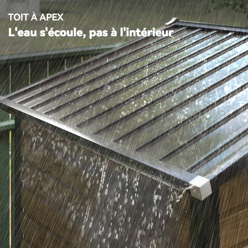 Outsunny Abri de jardin 2,36 m², cabane de jardin exterieur en acier galvanisé facile à monter, 213x120x194cm chêne(m-8)
