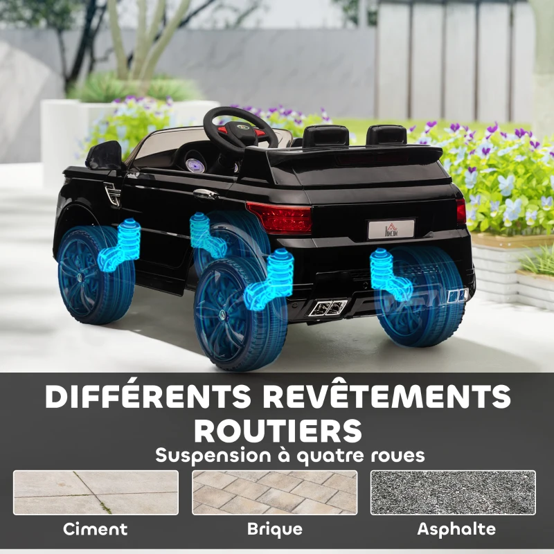 HOMCOM Voiture électrique enfants véhicule électrique 12 V double moteurs 3 à 5 km/h 110 x 68 x 52 cm noir(m-9)