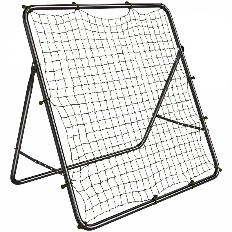 SPORTNOW Filet de Rebond Pliable Réglable à 5 Angles avec 24 Cordes Élastiques Filet pour Football, Acier, 120x73x112cm, Noir