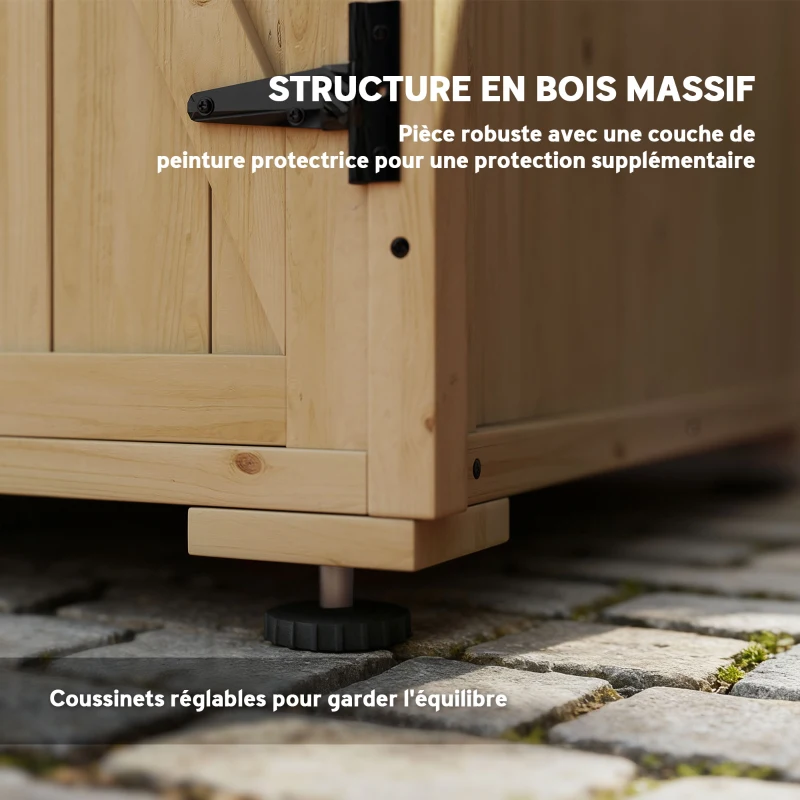 Outsunny Armoire de rangement en bois pour le jardin, Double Porte étagère réglable et Toit bitumé bois sapin