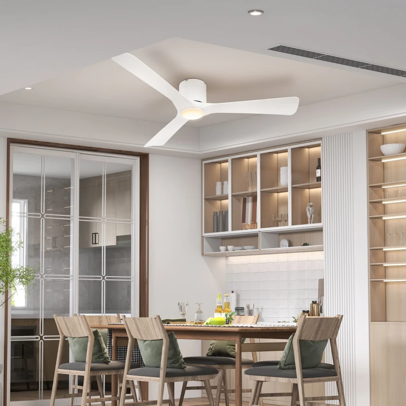 HOMCOM Ventilateur de plafond réversible avec lumière LED 6 vitesses silencieux télécommande diamètre 132 cm blanc