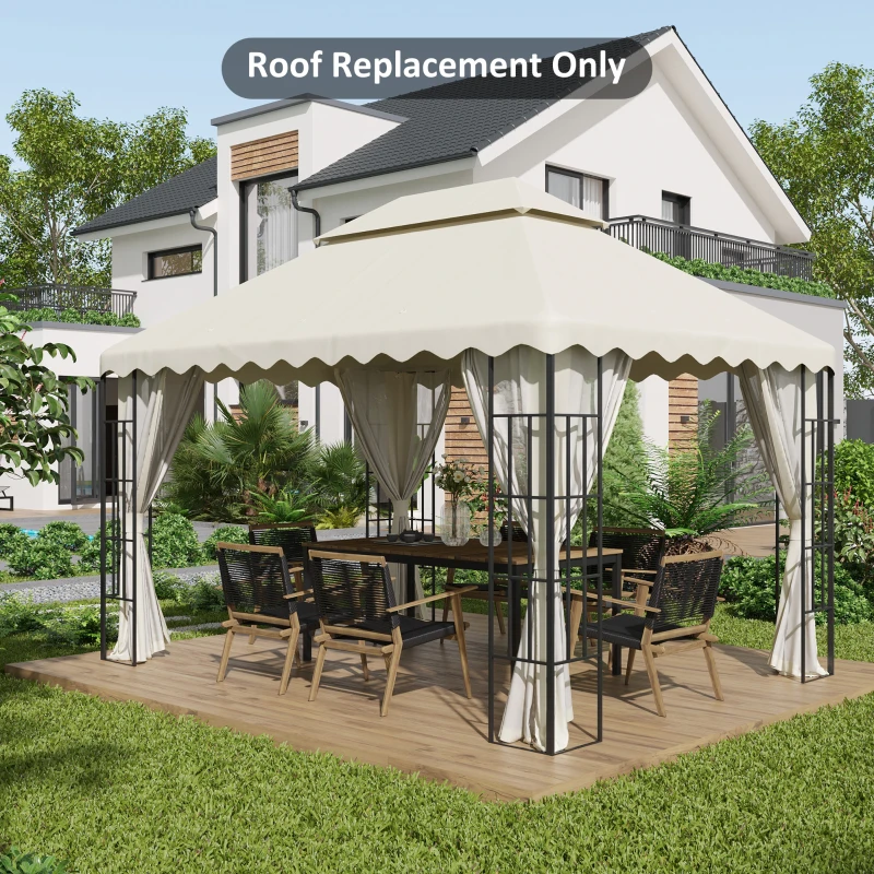 Outsunny Toile de rechange pour pavillon tonnelle tente toit de remplacement polyester haute densité 180 g/m² anti-UV 4 x 3 m
