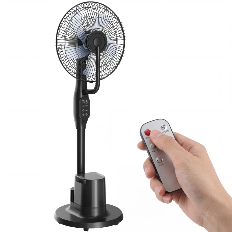 HOMCOM Stehventilator mit Sprühnebel, 70° Oszillation, 3 Geschwindigkeiten, 3 Modi, 3,5L Wassertank, Schwarz