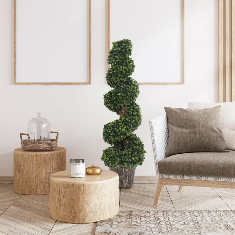 Outsunny Plante Artificielle  topiaire Buis Arbre Artificiel en Forme de Spirale dim. Ø 32 x 120H cm Vert