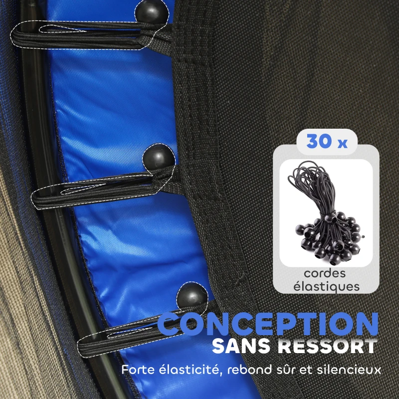 HOMCOM Trampoline Enfant Ø 1,40 × 1,90H m Filet de sécurité Porte zipée Couvre-Ressorts 6 poteaux rembourrés Inclus Bleu