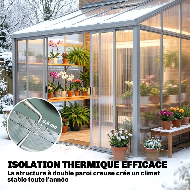 Outsunny 10 Plaques Alvéolaires en Polycarbonate 4 mm, UV Resistant, Panneau Alvéolaire Double de Serre, 120x60 cm, Transparent