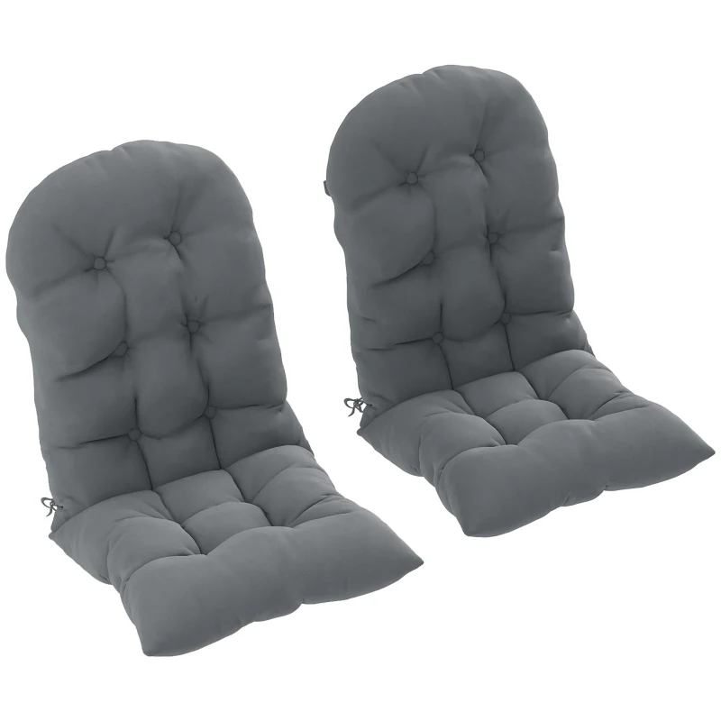 Outsunny Lot de 2 Coussin de Siège pour Chaise Adirondack avec Attaches Sécurisées, Design Capitonné Doux et Épais, Gris