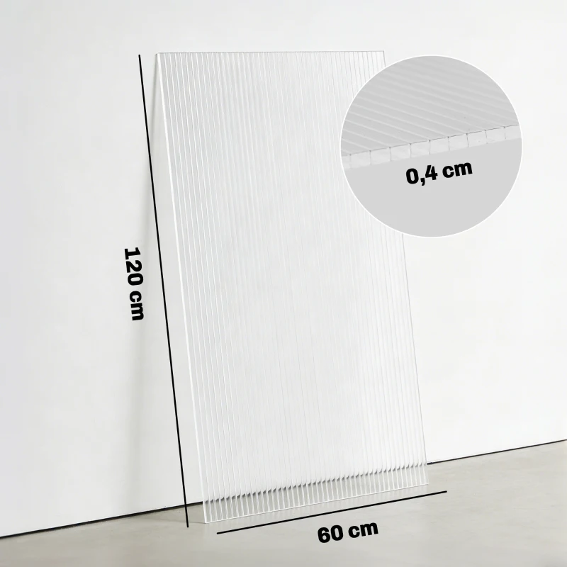 Outsunny 10 Plaques Alvéolaires en Polycarbonate 4 mm, UV Resistant, Panneau Alvéolaire Double de Serre, 120x60 cm, Transparent